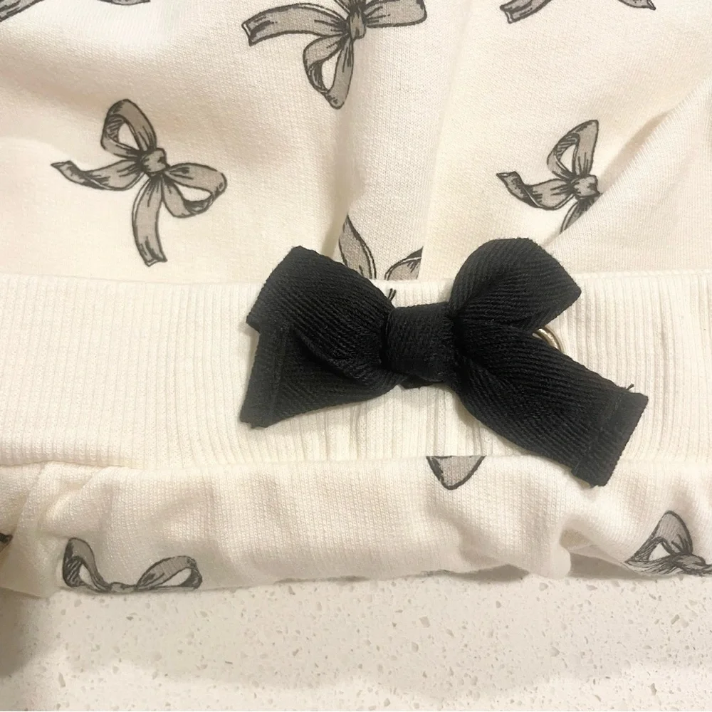 Rachel Zoe Cream Bow Print Top and Skirt Set